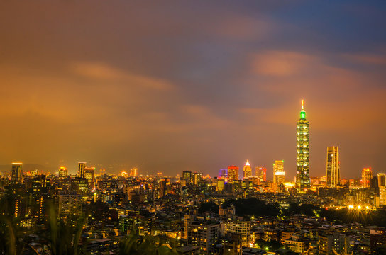 Night of taipei city with 101 tower, Center is a landmark skyscraper in Taipei, Taiwan. The building was officially classified as the world's tallest in 2004 until 2010. © chingyunsong