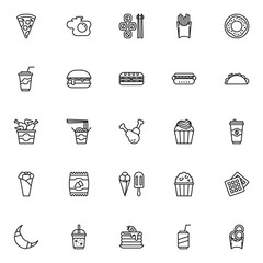 Fast food line vector icon. Fast food sign for menu design, websites and mobile app.
