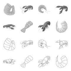 Obraz premium Isolated object of appetizer and ocean symbol. Collection of appetizer and delicacy stock symbol for web.