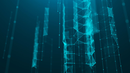 Abstract blue digital background. Big data visualization. Science background. Big data complex with compounds. Lines plexus.