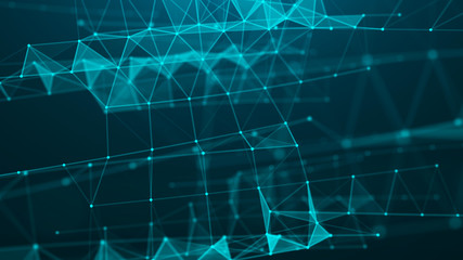 Abstract blue digital background. Big data visualization. Science background. Big data complex with compounds. Lines plexus.