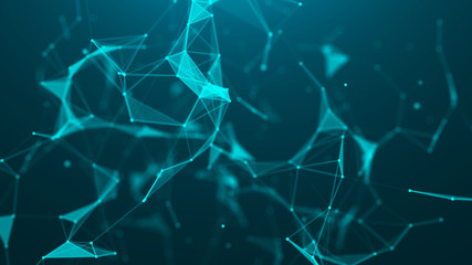 Abstract blue digital background. Big data visualization. Science background. Big data complex with compounds. Lines plexus.