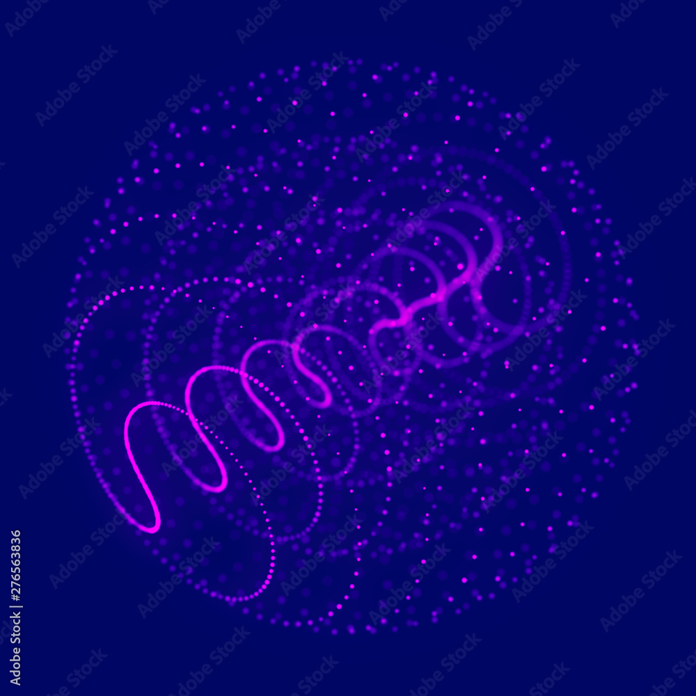 Poster abstract blue 3d sphere. sphere with twist lines. glowing lines twisting logo design. outer space ob