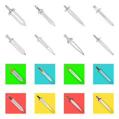 Vector illustration of game and armor icon. Collection of game and blade stock symbol for web.