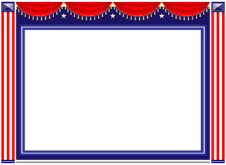 American flag symbols is a festive banner poster frame with copy space for your text.