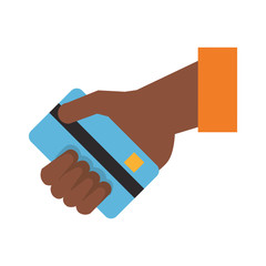 Hand with credit card cartoon isolated