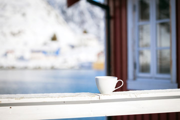 cup on the background of rorbu