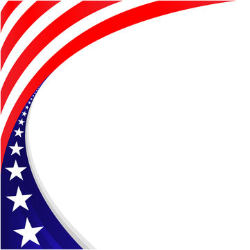 American flag symbols red blue festive wave frame border with copy space for your text.