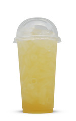 Ice Lemon honey in plastic glass