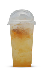 Plum juice in plastic glass 