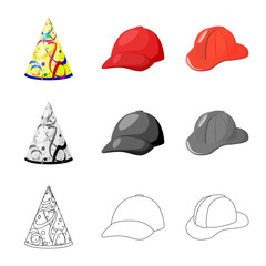 Isolated object of clothing and cap logo. Collection of clothing and beret stock symbol for web.