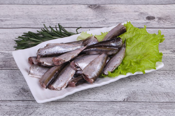 Anchovy fish snack in the bowl