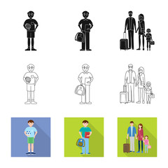 Vector design of character and avatar symbol. Set of character and portrait stock symbol for web.