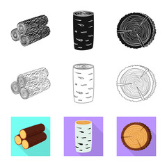 Isolated object of tree and raw logo. Set of tree and construction stock vector illustration.