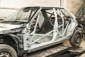 The photo of the racing car with rigid to frameworks with strengthened durability