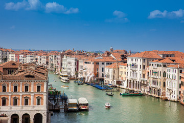 View of the beautiful Venice city and the Grand Canal in a sunny early spring day