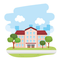 school building in the landscape