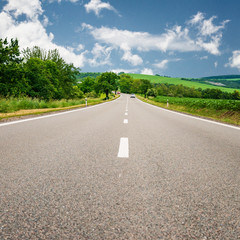 Fototapeta premium Road among green fields