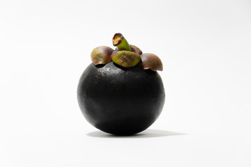 Isolated mangosteen. A mangosteen on white background.