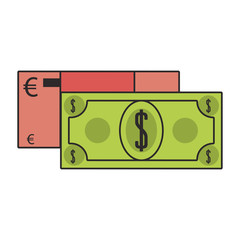 Money euro and dollar cash billets