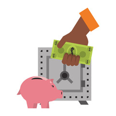 Piggy money savings and investment symbols