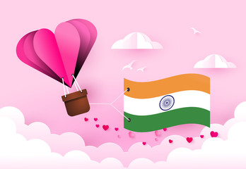 Heart air balloon with Flag of India for independence day or something similar