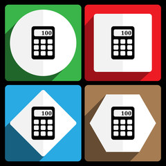 Calculator icon. Vector icons, set of colorful flat design internet symbols. Eps 10 web buttons.