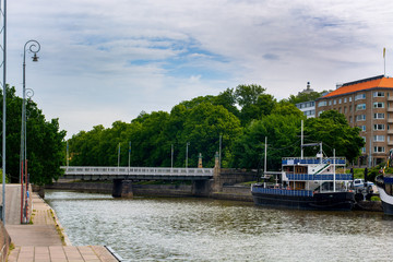 embankment and brigde view in Turku, Suomi, Finland