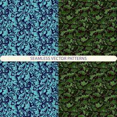 seamless vector patterns with elements of floral ornament