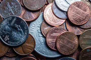 pile of coins macro
