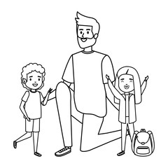 happy students kids with male teacher