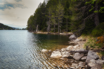The beautiful Aigüestortes i Estany de Sant Maurici National Park of the Spanish Pyrenees in...