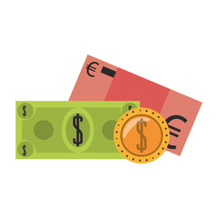 Euro and dollar with coin money isolated