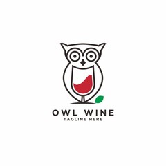 owl wine logo vector icon ilustration