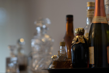 Liqueur bottles for after dinner drinks