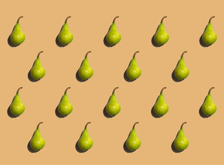 Pears pattern isolated on background. Fresh fruit. Nature food.