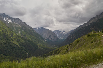 Fototapeta na wymiar Mountains of the North Caucasus in the Russian Federation.