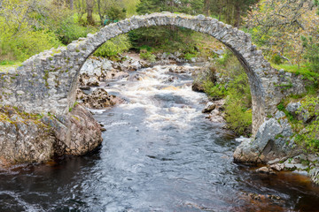 Fototapeta na wymiar Die älteste Steinbrücke in den schottischen Highlands bei Carrbridge