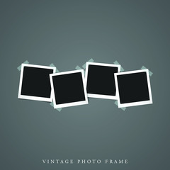 Four quadruple Blank vintage photo white frame black inside with shadow mock-up vector illustration template