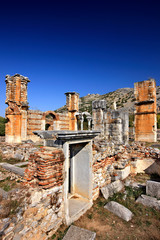The famous Basilica B', archaeologica site of Philippi (UNESCO World Heritage site), Kavala,...