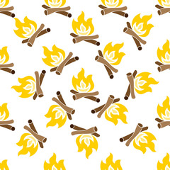 Obraz premium Campfire Icon Seamless Pattern, Camp Fire
