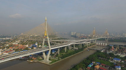 Bhumibol Bridge Chao Phraya River Thailand