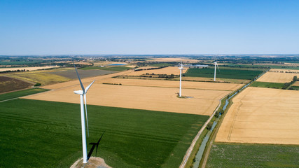 Obraz premium Wind turbines in the Poitevin marsh, Vendee, France