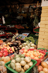 A fruit stand on a food market in South America