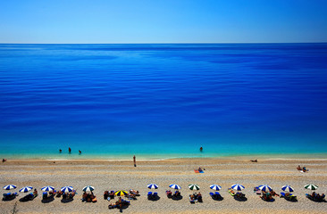 World famous Egremni beach in Lefkada island, Ionian sea, Greece.