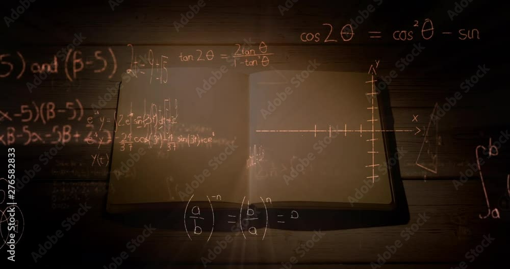 Poster Mathematical equations and figures and an open notebook