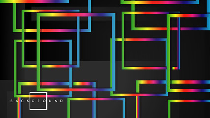 Vector Modern Abstract Squares Backgrounds . with a black and rainbow color gradient. eps 10 template