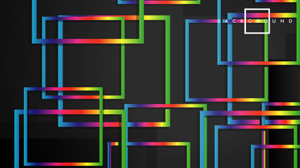 Vector Modern Abstract Squares Backgrounds . with a black and rainbow color gradient. eps 10 template