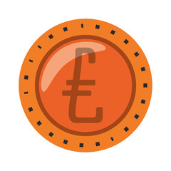 Lira coin money symbol isolated