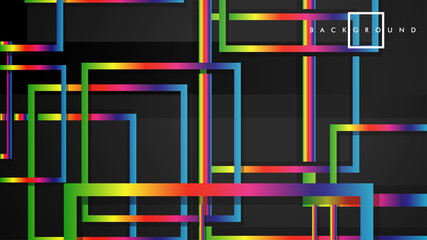 Vector Modern Abstract Squares Backgrounds . with a black and rainbow color gradient. eps 10 template